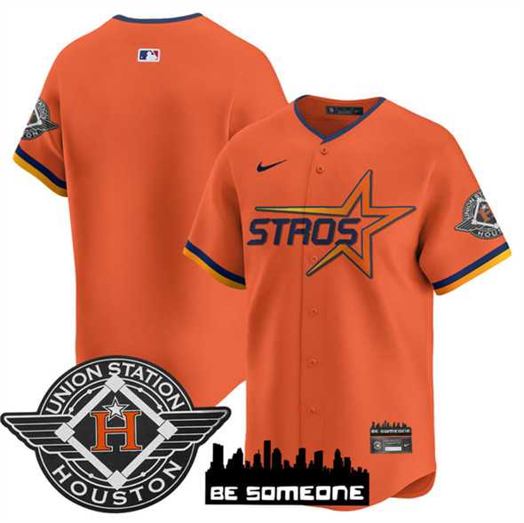 Mens Houston Astros Blank Orange 2025 City Connect Limited Stitched Jersey Dzhi